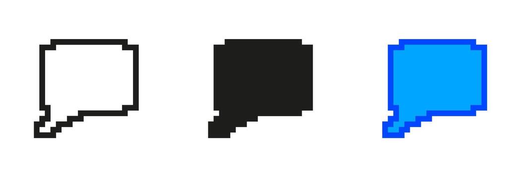 Pixelated Speech Bubble, Symbol Of Message, Conversation or Text. Speech Bubble Pixel Icon Set. Isolated Illustration vector
