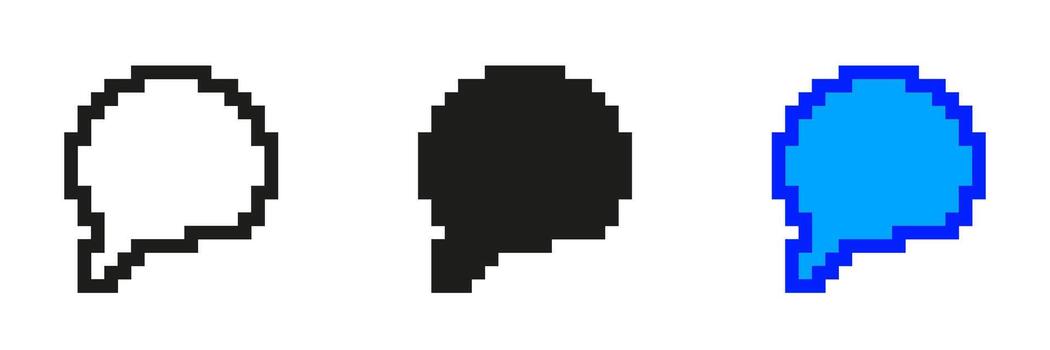 Speech Bubble Pixel Icon Set. Pixelated Speech Bubble, Symbol Of Message, Conversation or Text. Isolated Illustration vector