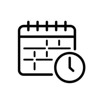 Calendar Icon with Clock, representing appointment scheduling, time management and organization features concept design vector