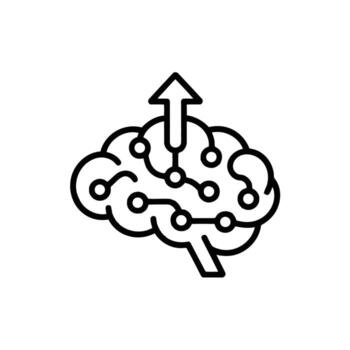 artificial inteligencia cerebro con neural red y hacia arriba flecha representando tecnológico Progreso y innovación vector