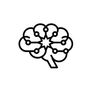 Stylized Brain Illustration Representing Artificial Intelligence and Cognitive Connections within a Neural Network vector
