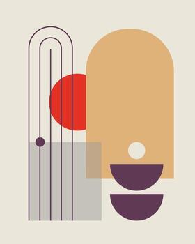 minimalist abstract geometric illustration featuring various shapes and lines vector