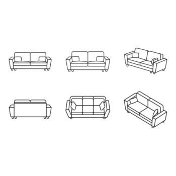 Different views of sofas on white background vector