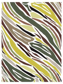 Abstract pattern featuring wavy lines in earthy tones of green, brown, and yellow, creating a dynamic and organic design. vector
