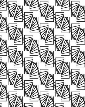 Abstract pattern design in the shape of a fan cut with black lines. vector