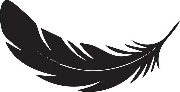 Elegant Black Feather Isolated on White Background Representing Freedom Grace Lightness and Artistic Expression for Design Projects vector