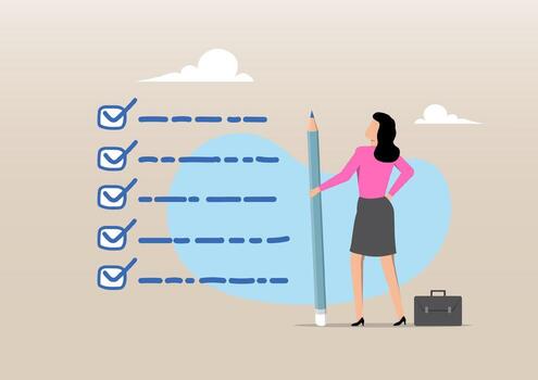 Completing a Checklist or Business Goals vector