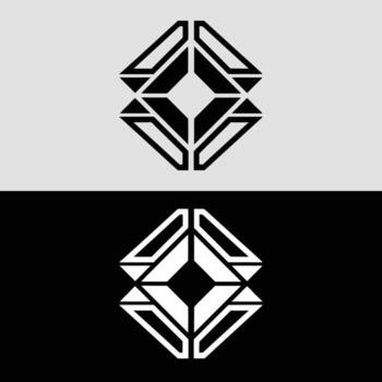 Abstract geometric logo design with diamond shape in black and white background design template vector