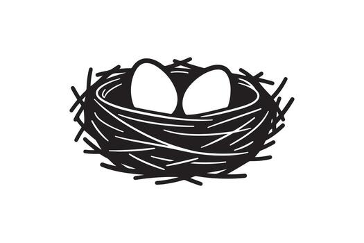 nido con huevos silueta Arte pájaro diseño gráficos vector