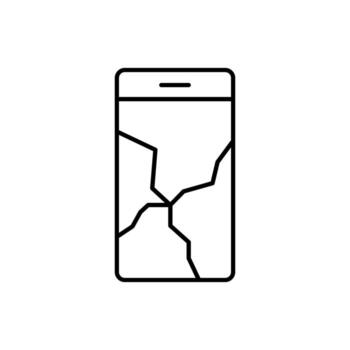 Broken Smartphone Outline Icon for Graphic and Web Design, Apps, Adverts, Various Cards vector