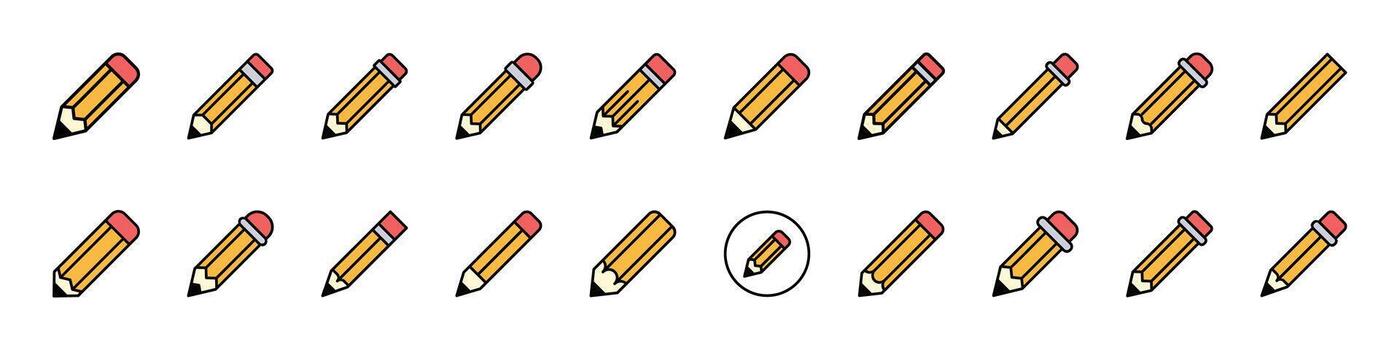 Pencil icons in various arrangements vector