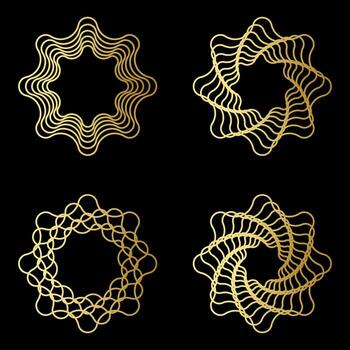 dorado resumen circular geométrico línea patrones en negro antecedentes vector