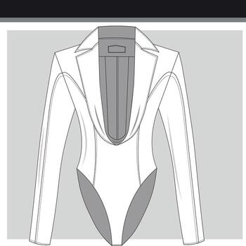 the flat editable technical sketch for a jacket vector