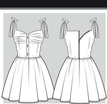 the dress is made from a pattern and has a bow on the front vector