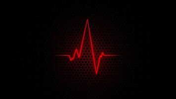 Red Neon Pulse Line Throbbing on Black Mesh Background Loop video
