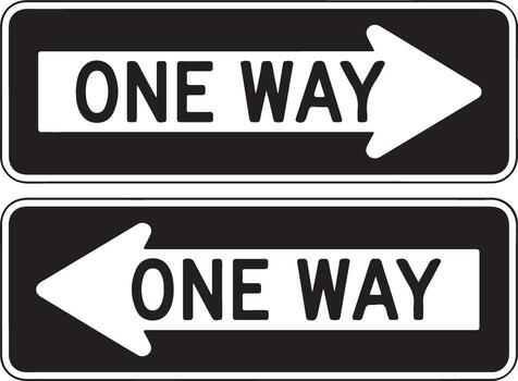 Directional Traffic Signs Illustrating One Way Route with Arrows for Safe and Organized Navigation Guidance vector