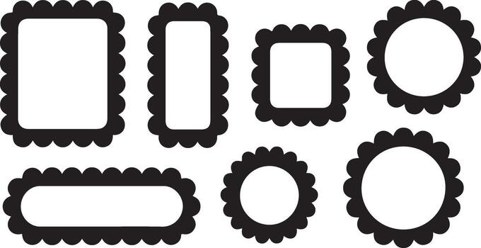 guisado al gratén marco formas ilustración conjunto negro y blanco diseño elementos colección para creativo proyectos invitaciones y decorativo fronteras vector