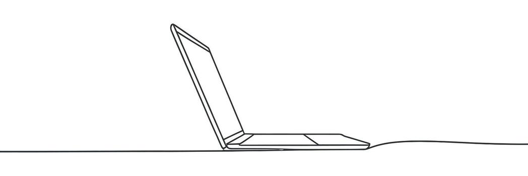 Laptop Computer Illustration Continuous Line Drawing Modern Technology Device Electronic Gadget Minimalist Design vector