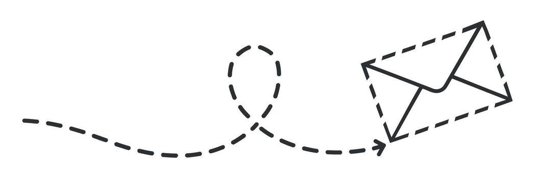 Stylized Mail Delivery Route with Dashed Line and Envelope Icon for Communication and Messaging vector