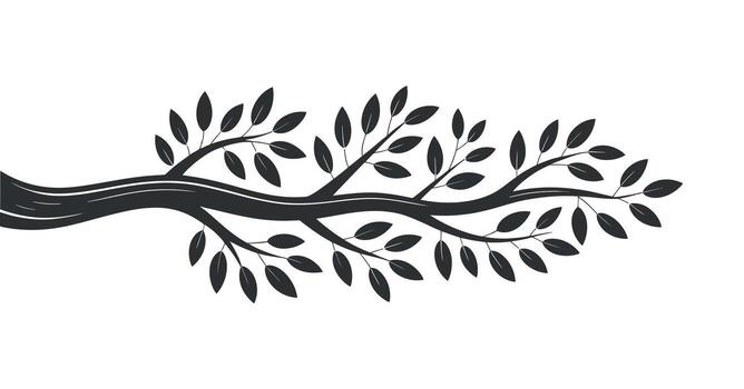 Elegant Branch Silhouette with Dense Foliage A Natural Design Element for Botanical and Ornamental Compositions vector
