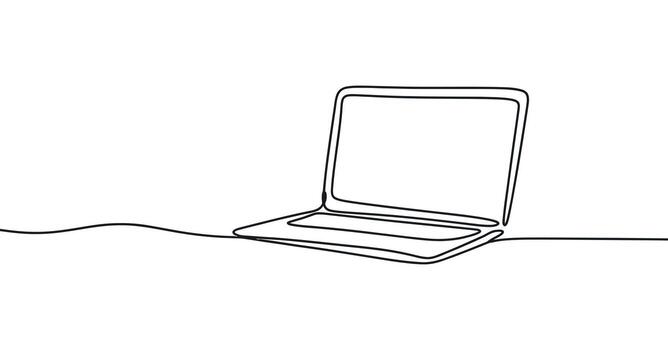 Sleek Laptop Computer Outline for Technology, Productivity, and Digital Workspace Concepts vector