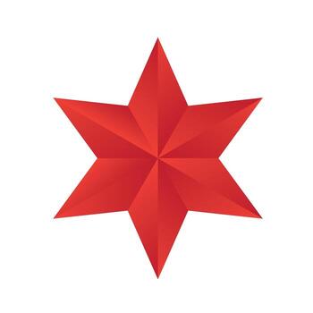 Red Geometric Eight-Pointed Star with Folded 3D Texture Design vector