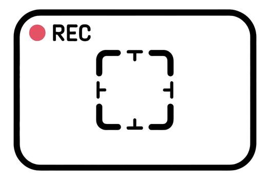 Camera Recording Screen Display with Focus Frame and REC Indicator for Production and Content Creation vector