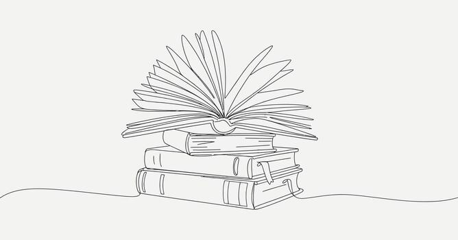 Stack of Books Line Art for Education, Knowledge, and Learning Symbolism in Academic and Literary Contexts vector