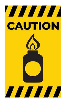 Caution Sign with Liquids Symbol and Warning Message on Yellow Background vector