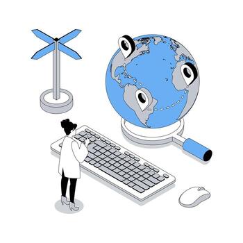 GPS navegación 3d isométrica concepto con isometria personas diseño para web. mujer utilizando global posicionamiento sistema, planificación viaje destino ruta con patas continente ubicaciones. ilustración vector