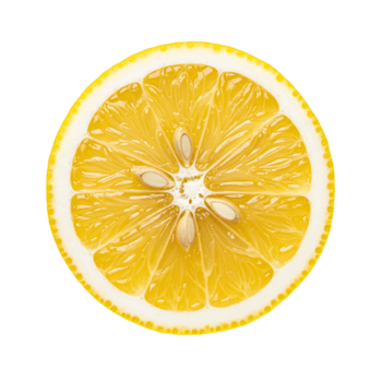 vicino su alto Visualizza di un' luminosa giallo agrume frutta fetta con visibile segmenti e polpa isolato su trasparente sfondo png