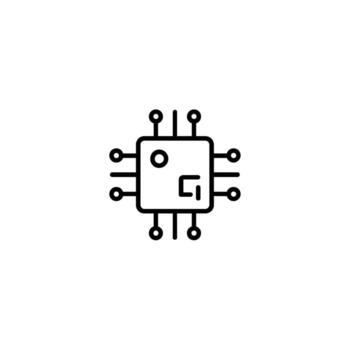 Microchip With Radial Network Connections Icon vector
