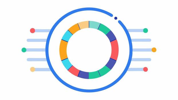 Circular Progress Chart A circular chart divided into segments each segment representing a different epigenetic marker showing the progression of changes over specified time. vector