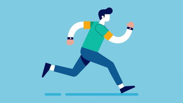 ejercicio modo activación un persona trotar mientras vistiendo un Dar un golpe. vector