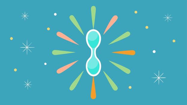 Cellular Sprawl An illustration of healthy cells with visibly long telomeres surrounded by rays of light and subtle sparkles indicating vitality.. vector