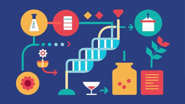 DNA Extraction Process Illustration of a stepbystep process for extracting DNA from a sample featuring icons for each step such as ting blending and centrifuging.. vector