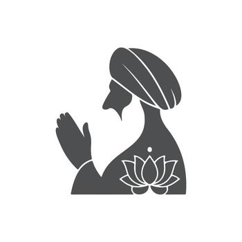 Guru Nanak Dev ji silhouette icon vector