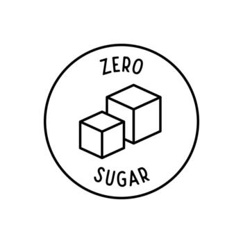 Zero Sugar Icon with Two Sugar Cubes in Flat Minimal Round Outline vector