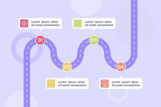 Four Segment Business Path with Colorful Icons vector