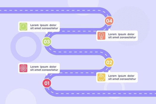 Horizontal Four Step Roadmap Infographic with Parallel Paths and Icons vector