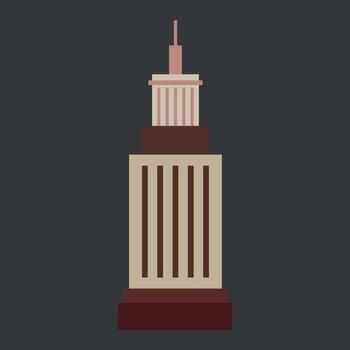 Geometric Skyscraper Illustration with Vertical Lines and Rectangular Blocks in Neutral Colors Against a Dark Gray Background vector