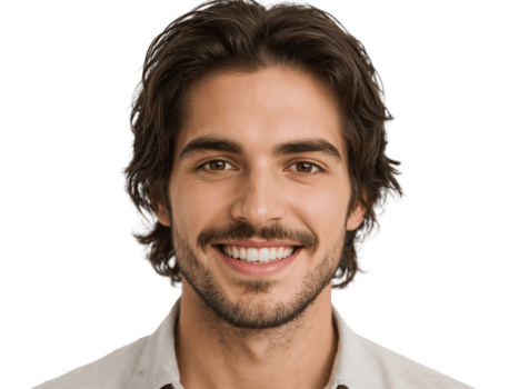 retrato do uma bonito jovem homem com uma radiante sorrir contra a isolado campo do transparência png