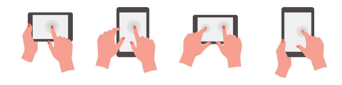 Hands using touchscreen devices vector