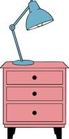 escritorio lámpara en pie en rosado cajón gabinete ilustración en sencillo estilo para hogar y oficina utilizar vector