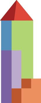 resumen geométrico edificio forma con vistoso bloques y triangular techo ilustración para diseño y creatividad inspiración vector