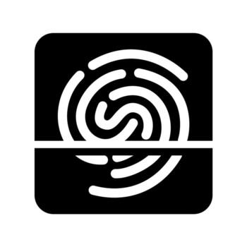 biométrico seguridad y identidad verificación, un huella dactilar escanear icono para digital identificación, ideal para seguro acceso, móvil bancario, y en línea autenticación. vector