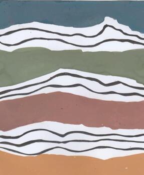 Abstract landscape with layered shapes and lines vector