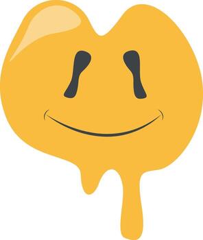 Psychedelic Dripping Smile. Retro Groovy Character vector
