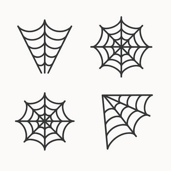 Outline Simple Spiderweb Collection Different Style Shape Isolated Icon vector