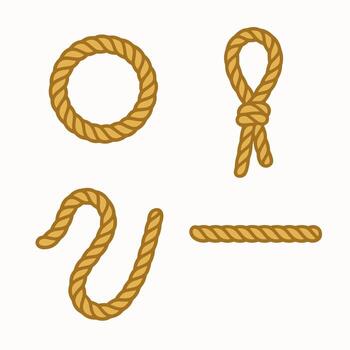 Simple Style Isolated Rope Element Different Shape Variation Illustration vector